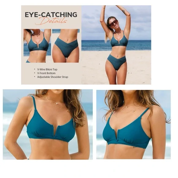 NWT Swimsuit‎ Bikini Top  V-Wire Bralette SIZE M - Picture 4 of 17